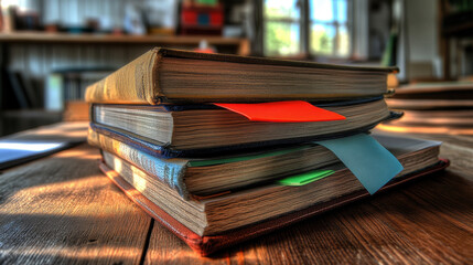 old books on the background of the school