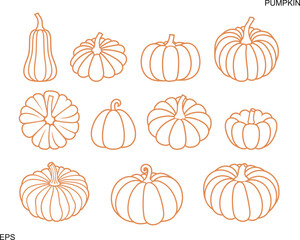 Pumpkin logo. Outline. Isolated pumpkin on white background