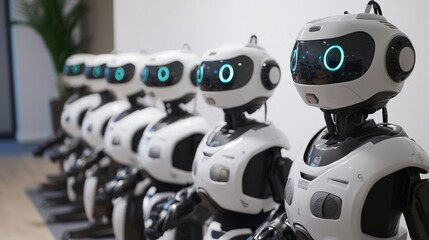 An innovation workshop led by a group of futuristic robots