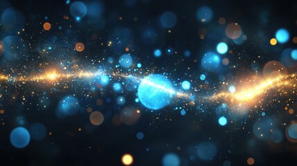 Fototapeta premium Abstract digital lens flare with special lighting effects on a dark background featuring glowing light illustrations and a template design with luminous elements