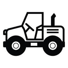 Simple Black and White Tractor Icon Designv