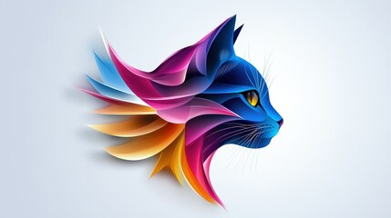 Obraz premium calico cat with the colors blue , pink , purple, gold, sign, logo, icon