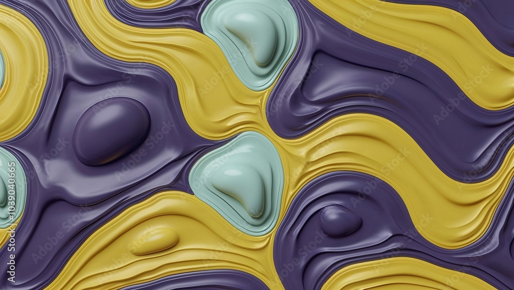 Wall mural Abstract Yellow and Purple Swirls