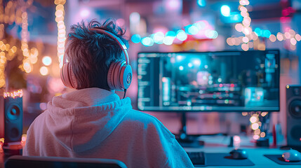 person watching tv in the club