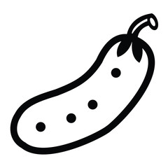 Simple Outline of a Cucumber Vegetable Illustration