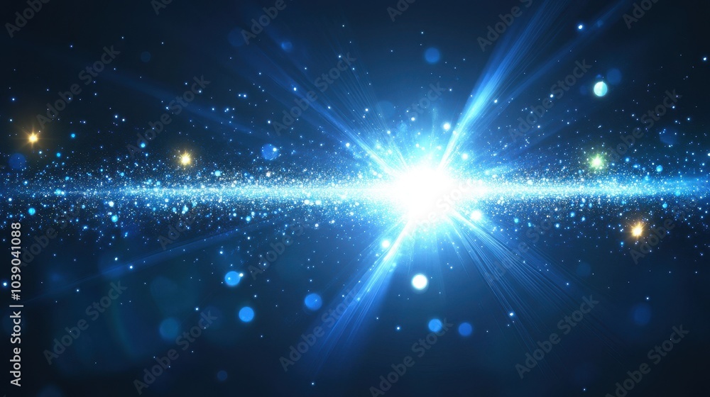 Poster abstract digital lens flare with special lighting effects on a dark background featuring glowing lig