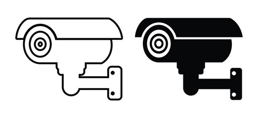 Security Camera Icons in Black and White Design