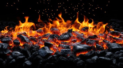 Close-up of Burning Charcoal