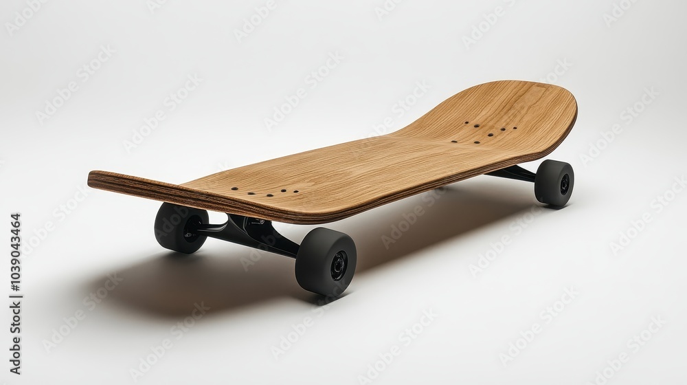 Poster a minimalist skateboard mockup showcases a stylish deck with generous space for branding, set agains