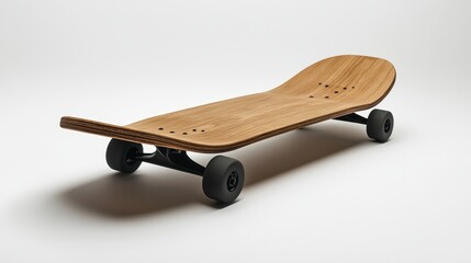 A minimalist skateboard mockup showcases a stylish deck with generous space for branding, set against a clean white backdrop for effortless customization.