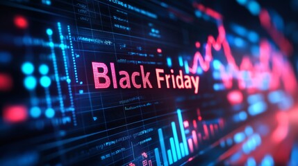 Black Friday sales trends with data visualization of discounts and consumer behavior