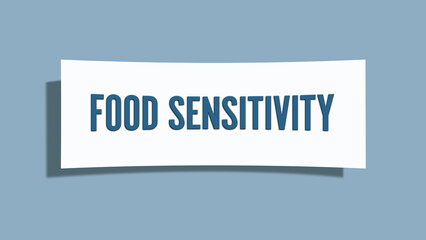 Food sensitivity. A card isolated on blue background.