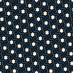 Oriental ancient mosaic pattern. Ethnic ornament. Repeated geometric figures, stars motif. Seamless surface design. Ornamental wallpaper. Geo abstract background. Digital paper, textile print. Vector