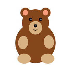 Brown vector illustration of a beautiful adult young bear isolated on a white background