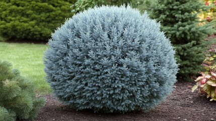 Lush Green Shrub in Serene Garden Setting