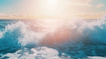 Ocean Wave Crashing at Sunset