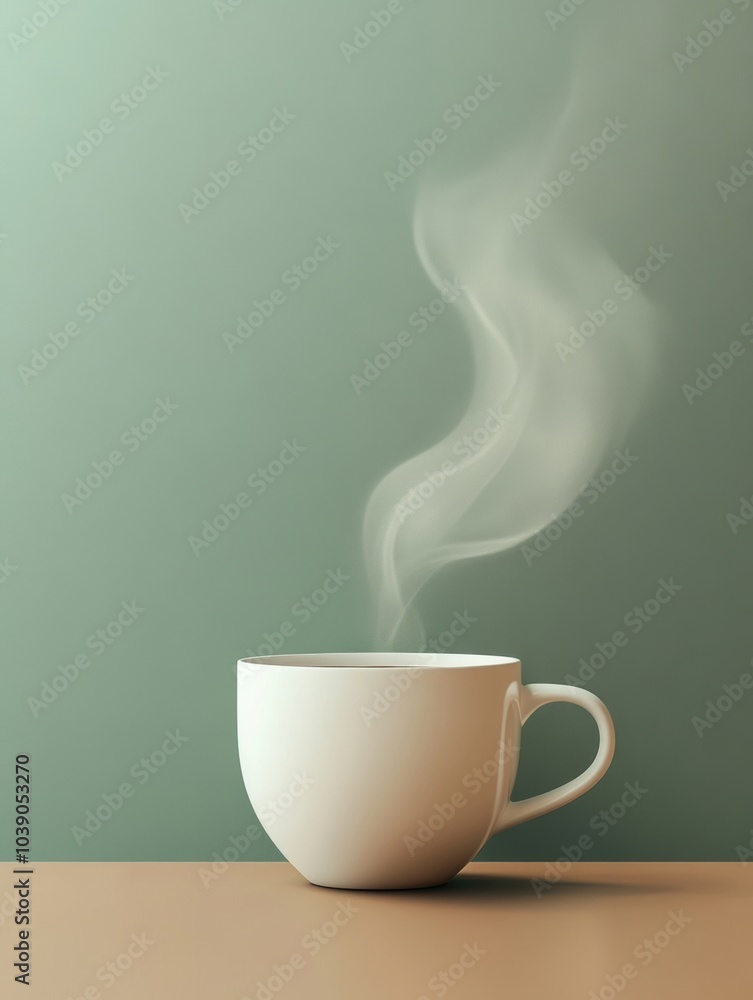 Aufkleber the warm cup releases smooth steam, creating a serene ambiance in a calming indoor setting perfect f