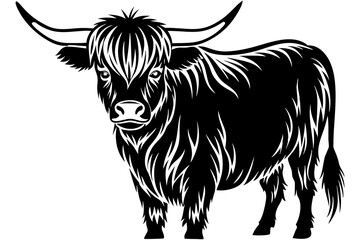 Majestic Highland Cow  vector art illustration