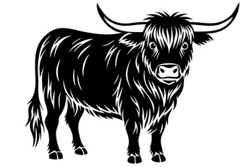 Majestic Highland Cow  vector art illustration