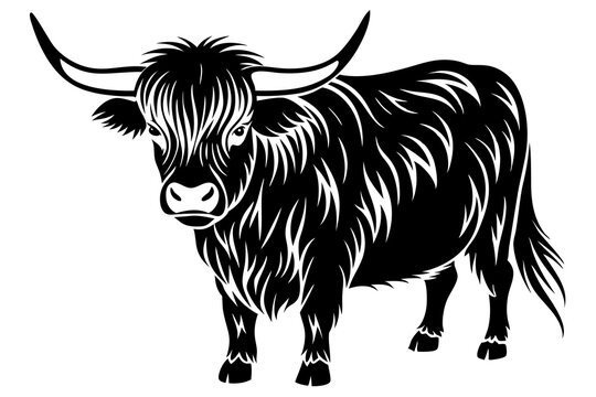 recommend clip art: Majestic Highland Cow  vector art illustration