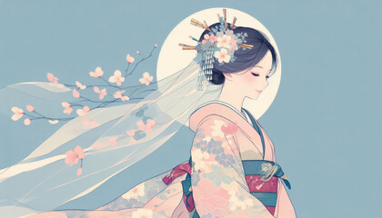 着物を着た女性 イラスト