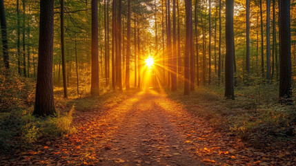 Obraz premium A serene forest with sunlight 