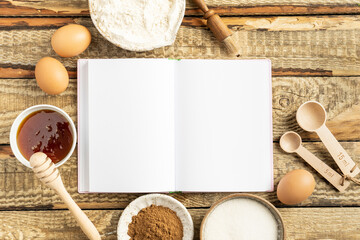 A frame of ingredients for making Christmas cookies. Christmas, holiday