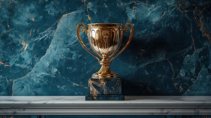 A striking poster design featuring a prominent trophy symbol and generous space for text, perfect for celebrating achievements and inspiring ambition.