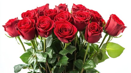 Obraz premium bouquet of red roses, file of isolated cutout object on transparent background.