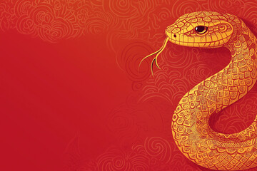 Obraz premium Banner illustration 2025 new year Chinese with snake and place for text