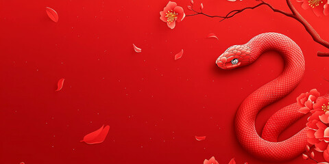 Obraz premium Banner illustration 2025 new year Chinese with snake and place for text