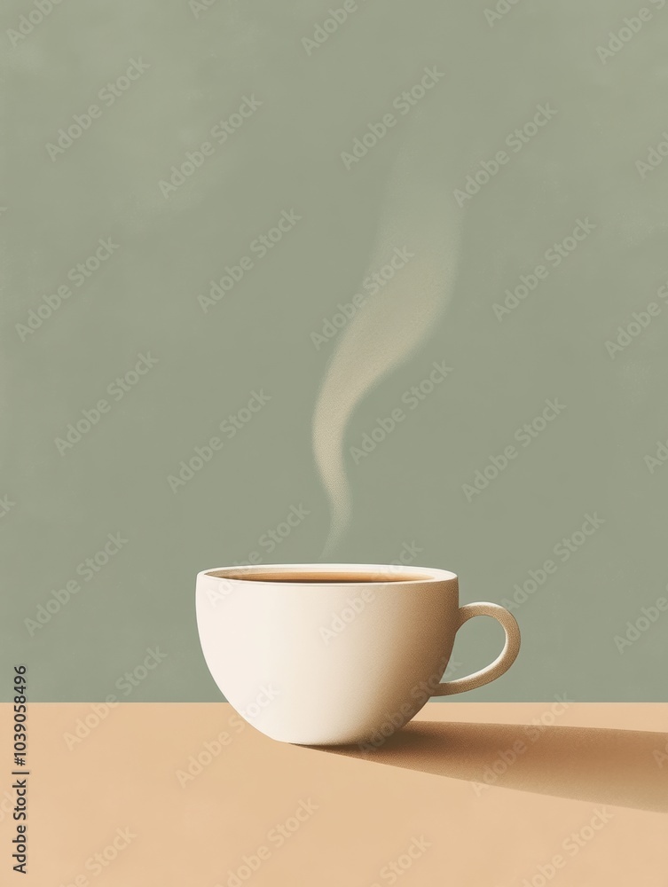 Poster a steaming cup of tea sits on a smooth surface, with delicate wisps of steam rising gently, creating