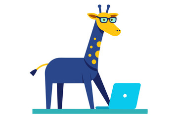 A detailed close up of a giraffe face vector art illustration