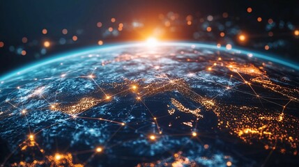 Obraz premium Earth's Global Network Illuminated by City Lights