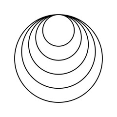 Hawaiian earring icon. Internally tangent circles. Sonic boom or sound wave sign. Clamshells shape. Simple geometric figure. Concentric rings isolated on white background. Vector graphic illustration. © vikusha_art