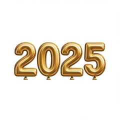 Gold 2025 balloon numbers floating against a cream background. Elegant and festive New Year’s design ideal for invitations, party decorations, or celebratory event promotions.