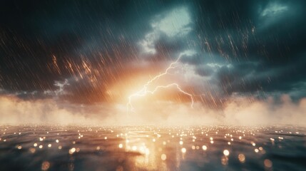 Lightning Storm Over the Sea