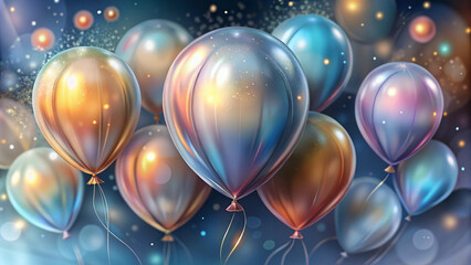 Colorful shiny balloons with sparkles high detailed Background