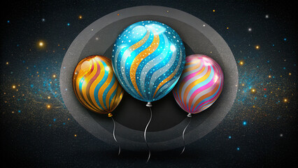 Colorful shiny balloons with sparkles high detailed Background