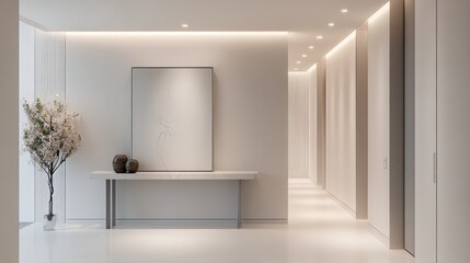 Creating a Light-Filled Hallway with White Decor and Art Pieces