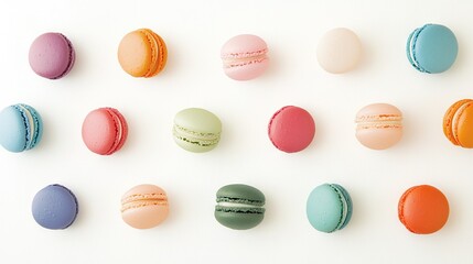 Obraz premium A group of macaroons is sitting together on a white table