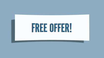 Free Offer. A card isolated on blue background.