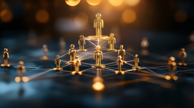 A business illustration of a hierarchy chart, with grey tiers and golden leadership levels, highlighting the structure and importance of executive roles in a company