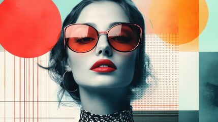 An aesthetically pleasing, fashionable collage of shapes offers a modern, continuous illustration for design.