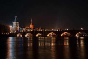 Prague city in night.