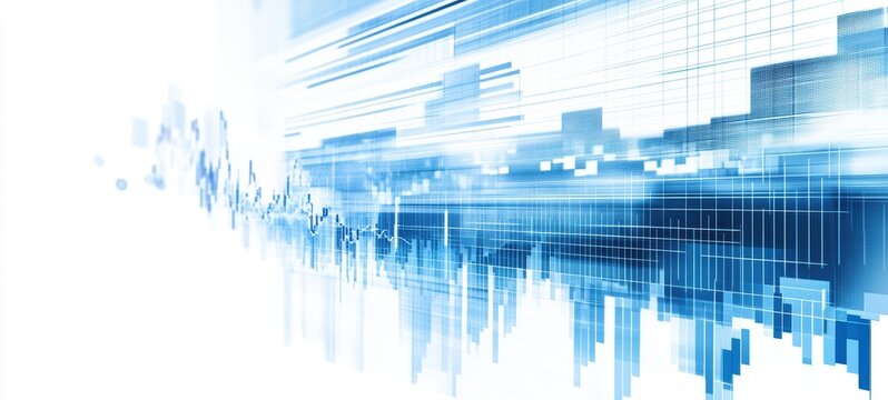 A detailed financial report cover with white space and blue charts, presenting a professional, organized look for annual reports or investor presentations