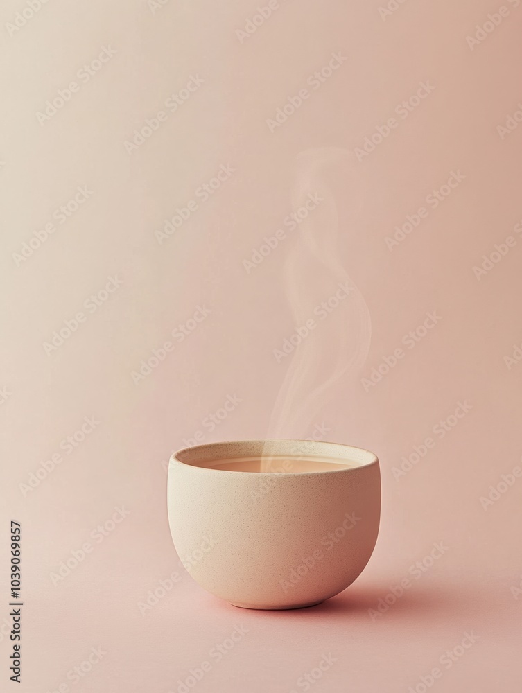 Aufkleber a tea cup gently releases steam, creating a serene atmosphere in a cozy setting during a calm mornin