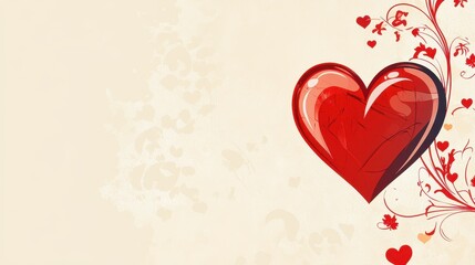 Vibrant Heart and Floral Elements on Elegant Beige Background