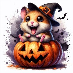 niedlicher Hamster auf Kürbis