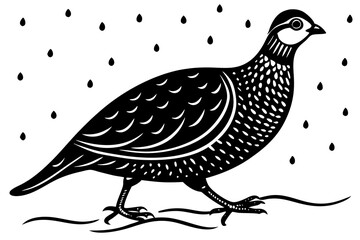 A partridge in the winter time walking vector illustration